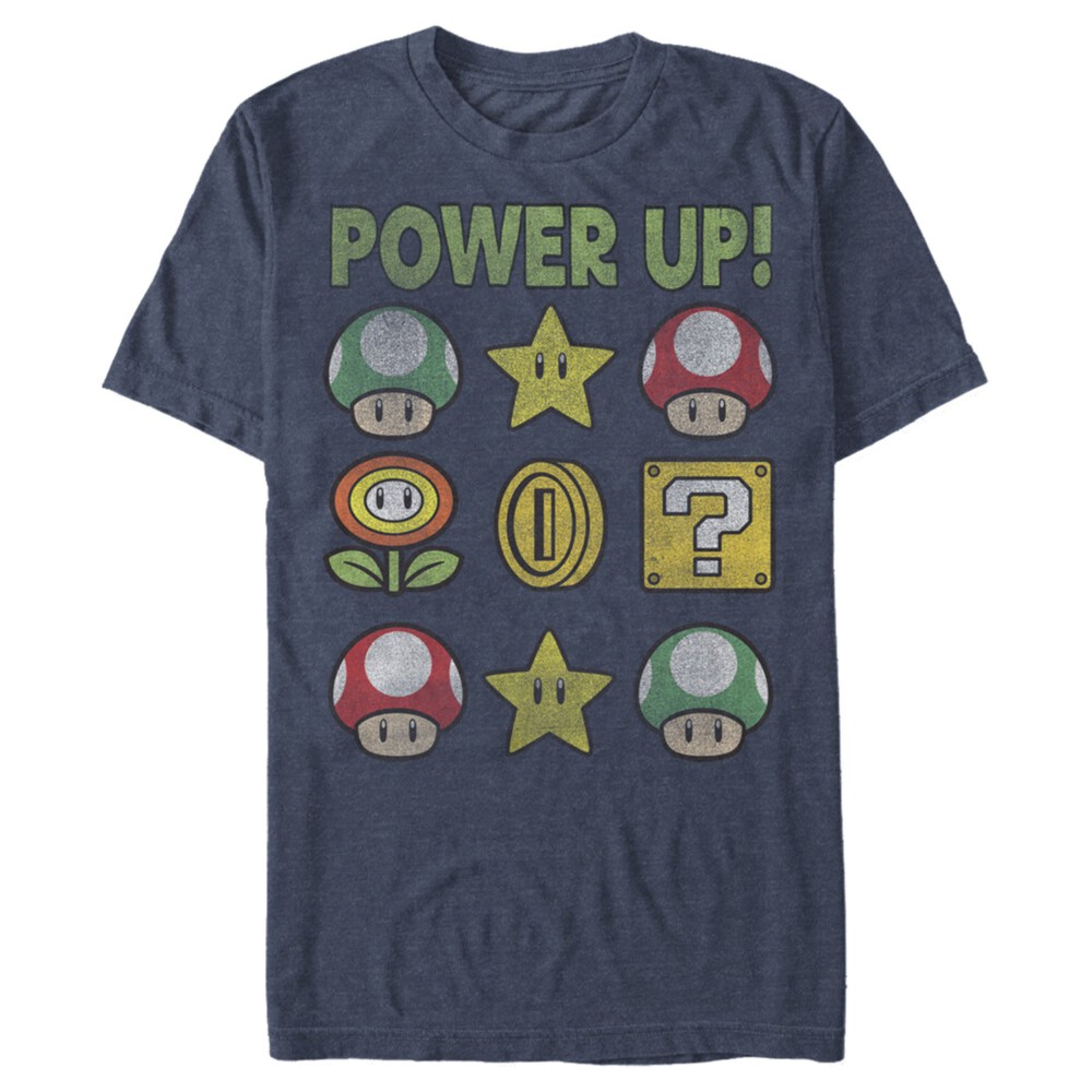 Men's Nintendo Super Mario Power Up Bingo  Adult T-Shirt