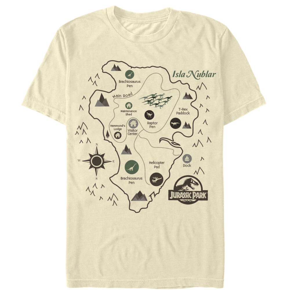 Men's Jurassic Park Isla Nublar Map  Adult T-Shirt