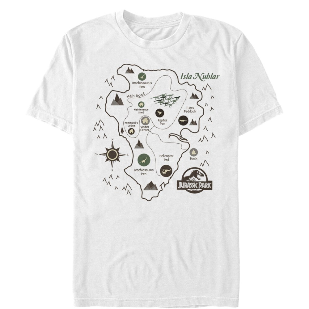 Men&#039;s Jurassic Park Isla Nublar Map  Adult T-Shirt