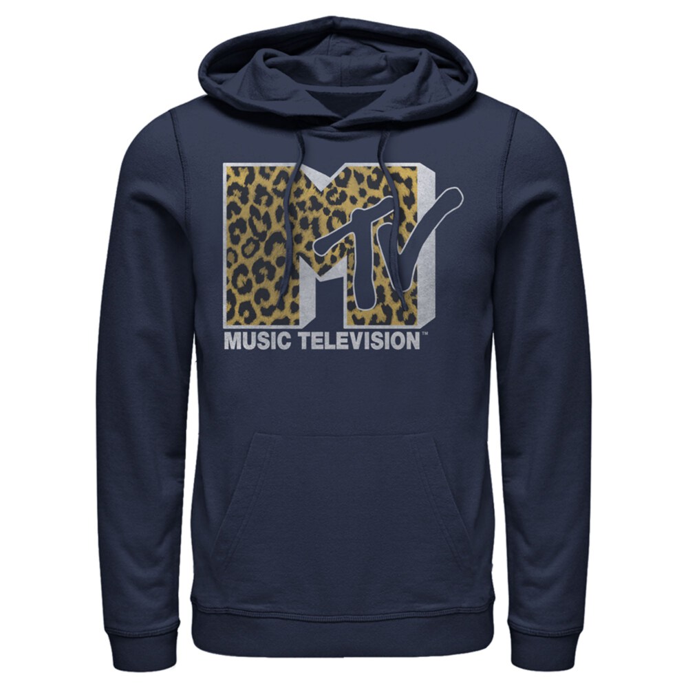 Men's MTV Cheetah Print Logo  Adult Pull Over Hoodie