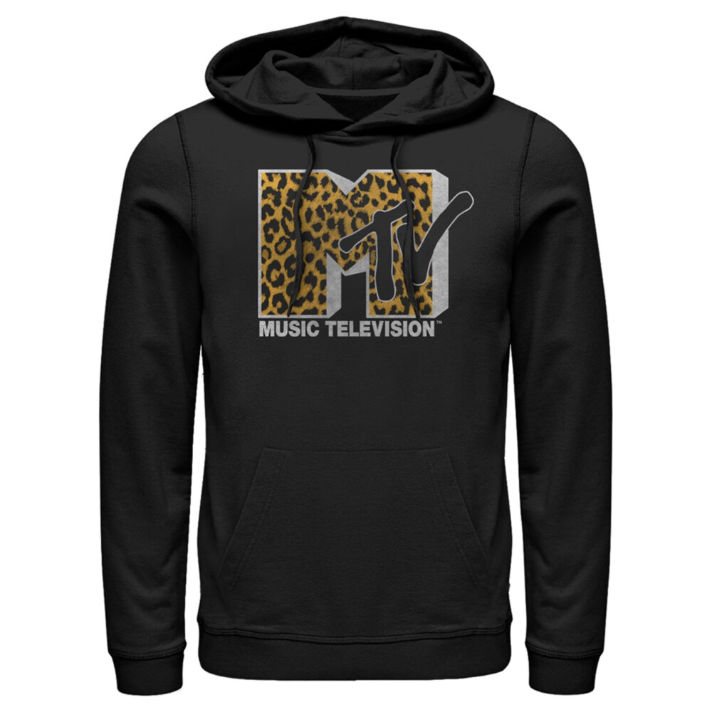 Men's MTV Cheetah Print Logo  Adult Pull Over Hoodie