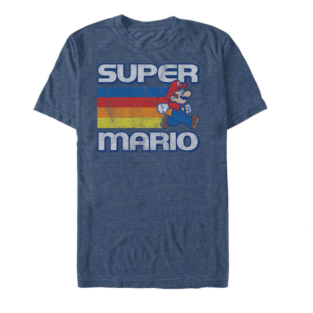 Men's Nintendo Super Mario Rainbow Stripes  Adult T-Shirt