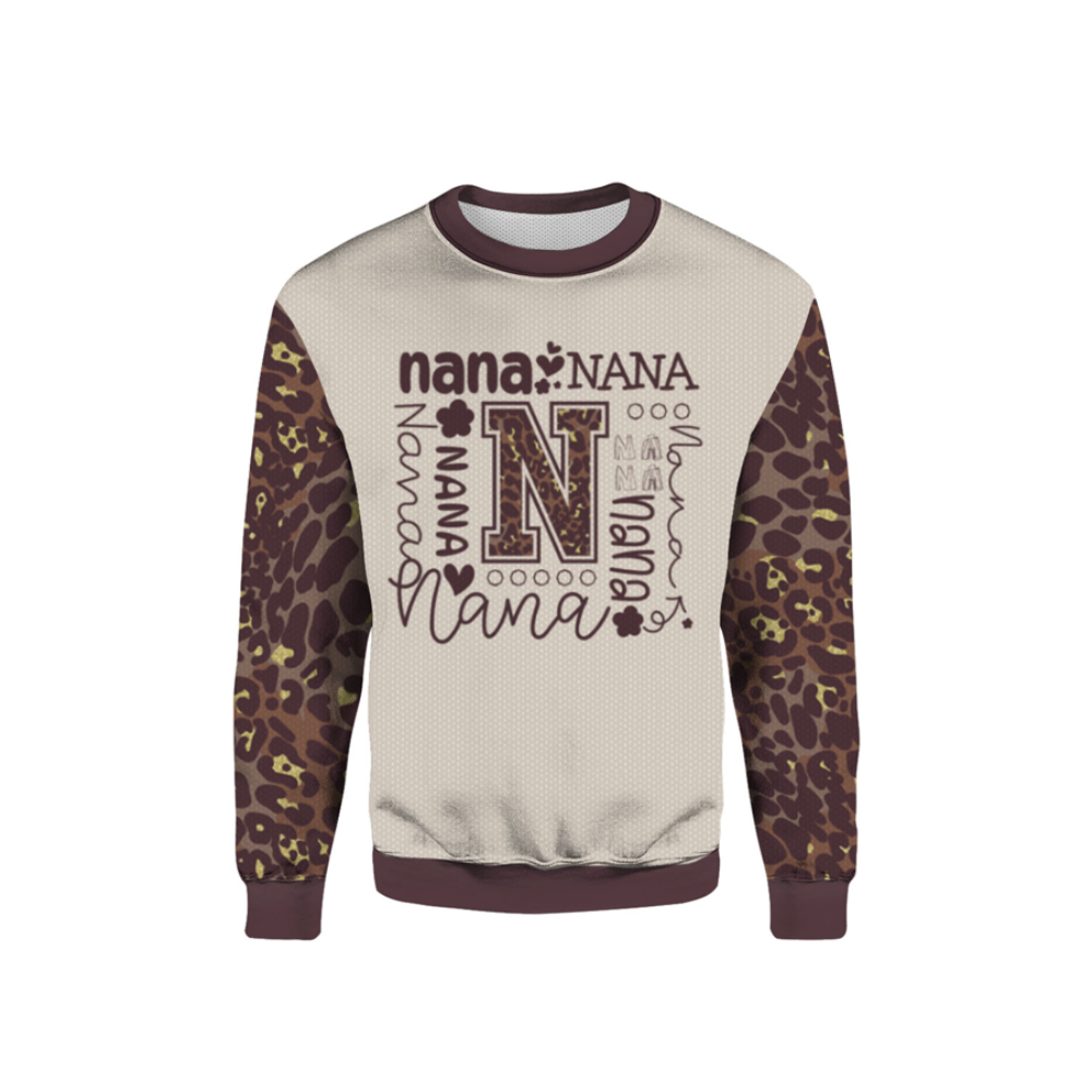 Nana Word Art Pattern With Leopard Hoodie