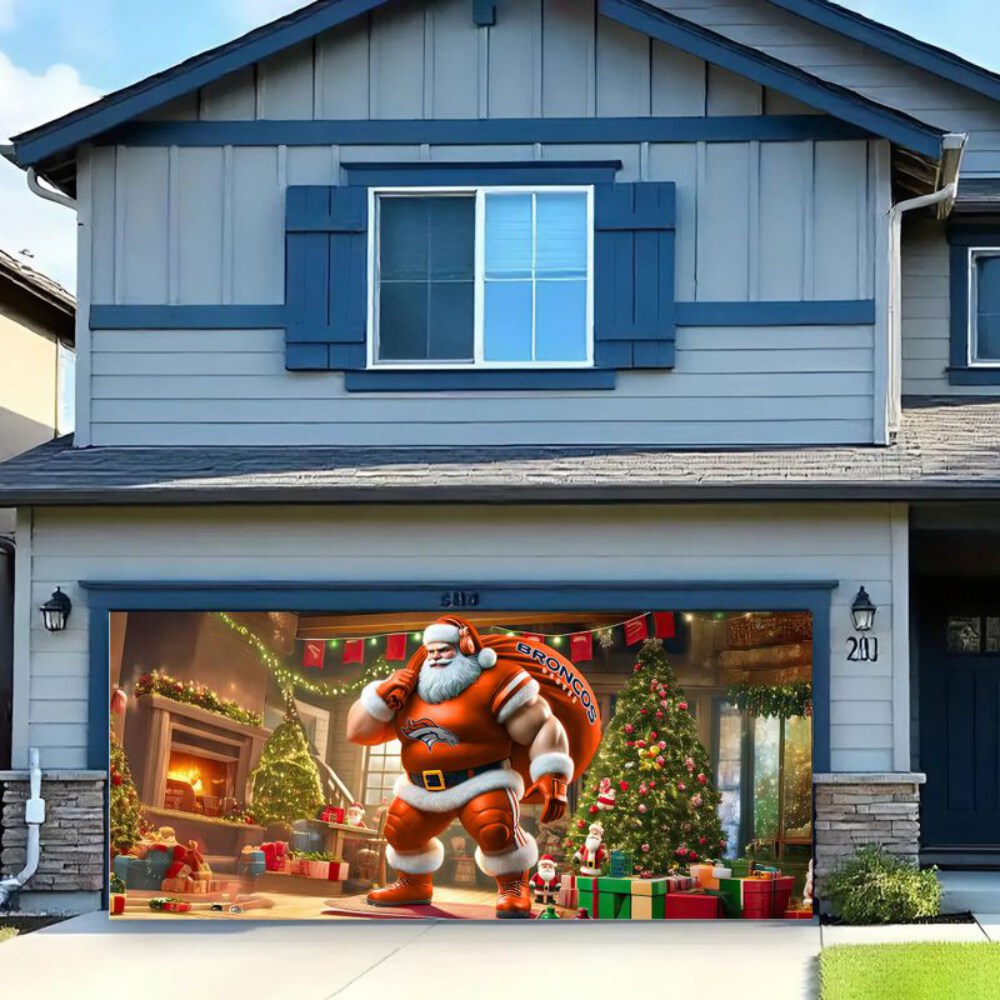 Stocktee Denver Broncos Santa Welcomes Limited Edition Garage Cover Christmas Season NEW154407