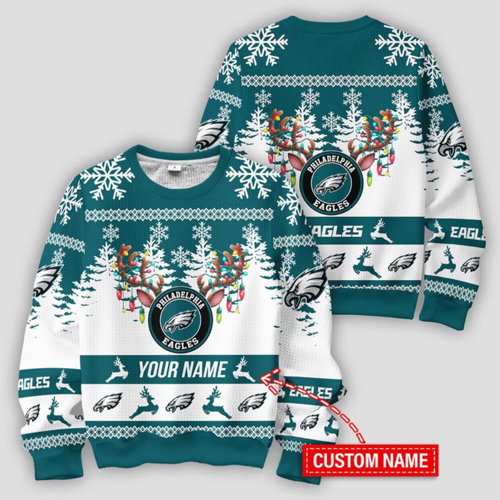 Stocktee Philadelphia Eagles Limited Edition Custom Name Ugly Sweater Lind NEW156124