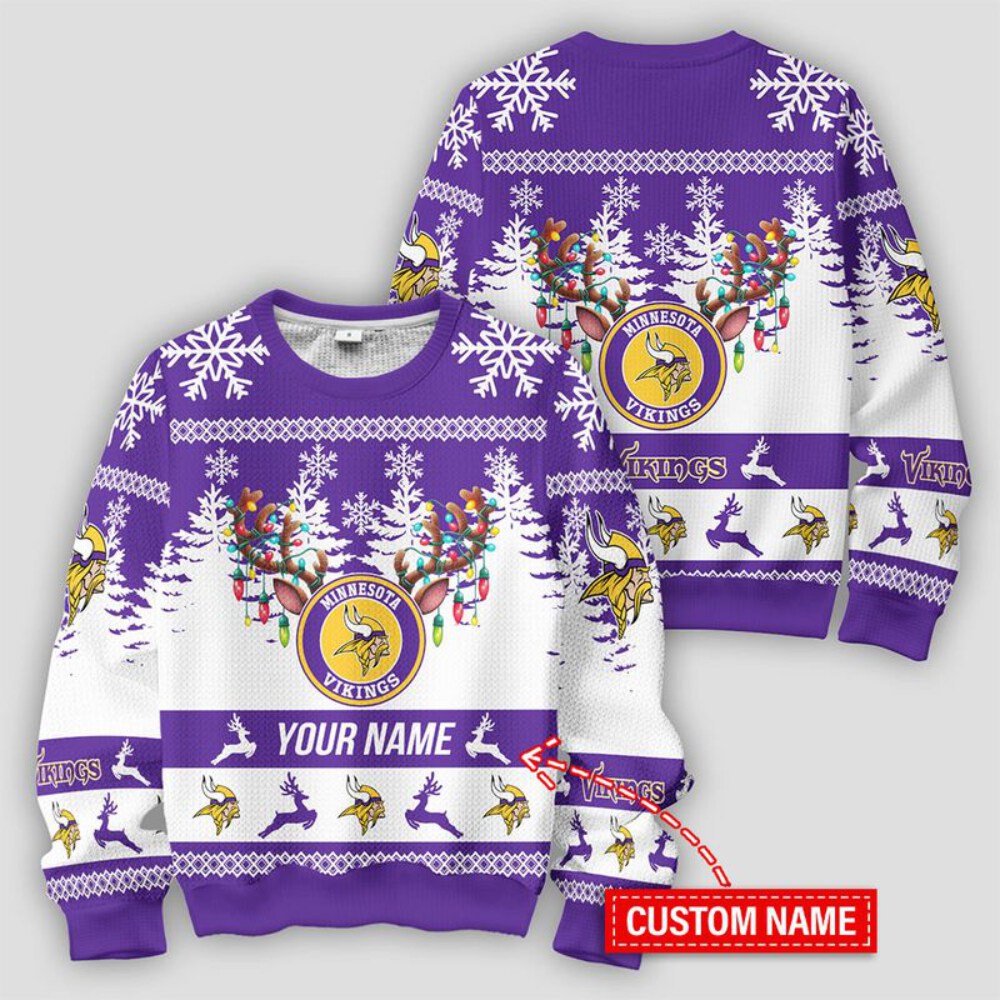 Stocktee Minnesota Vikings Limited Edition Custom Name Ugly Sweater Lind NEW156127