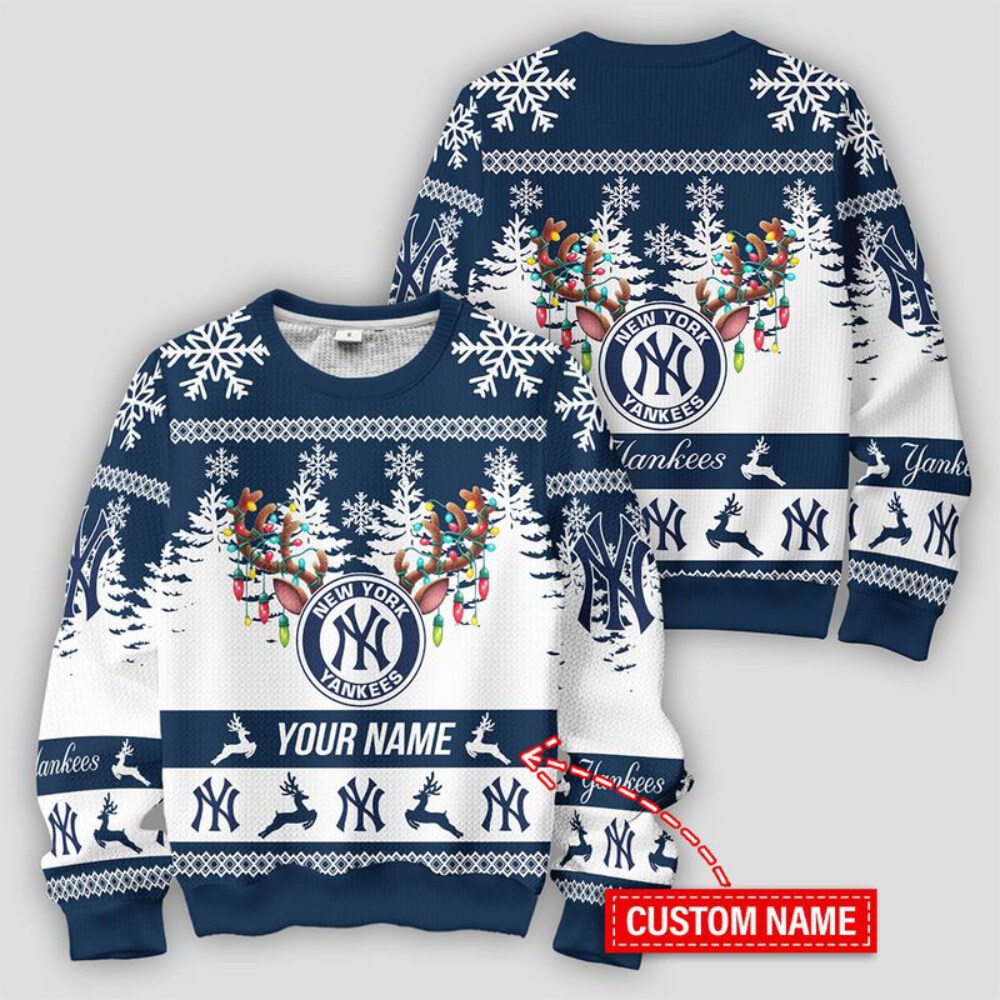 Stocktee New York Yankees Limited Edition Custom Name Ugly Sweater Lind NEW156151