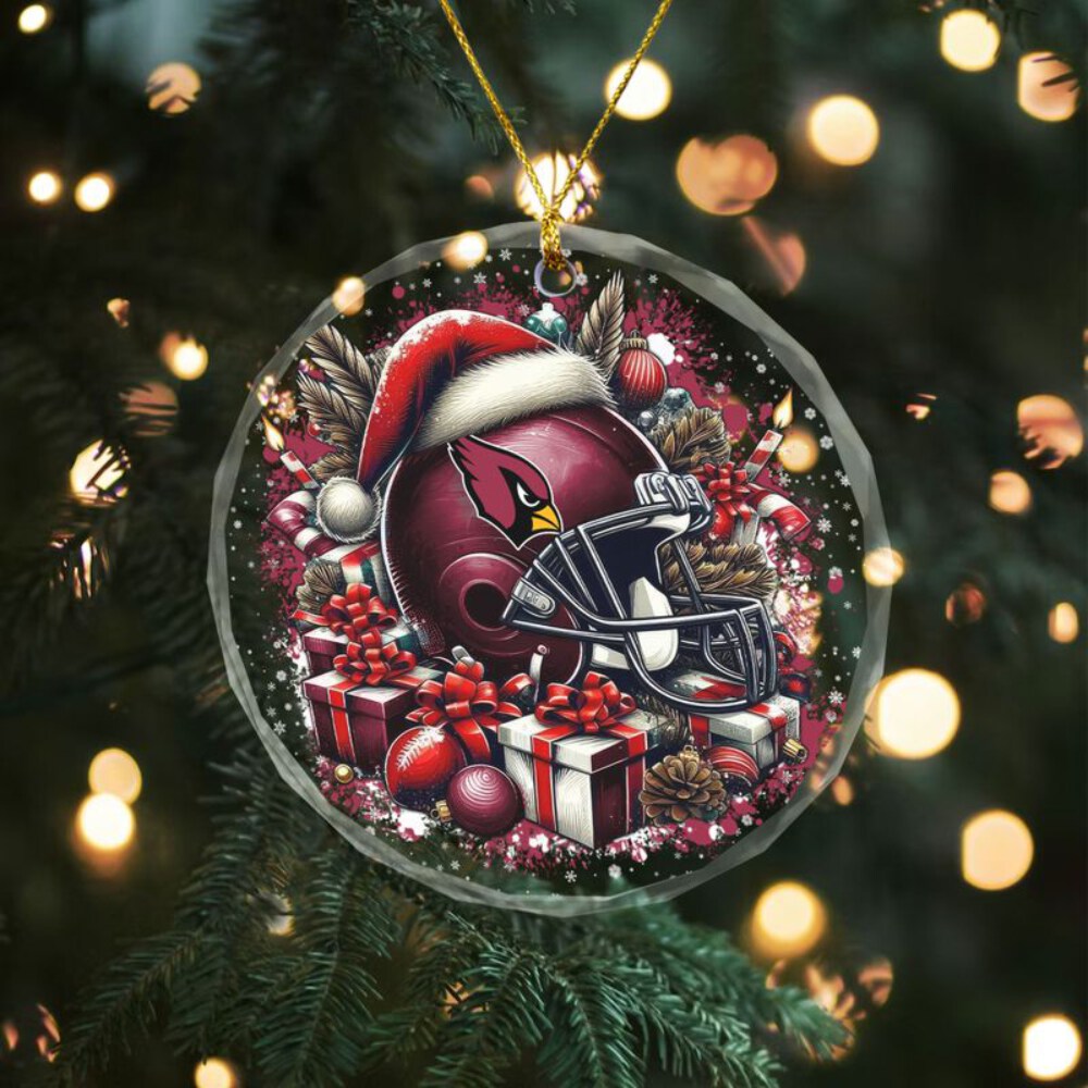 Stocktee Arizona Cardinals Helmet Christmas Crystal Glass Ornament NEW155226