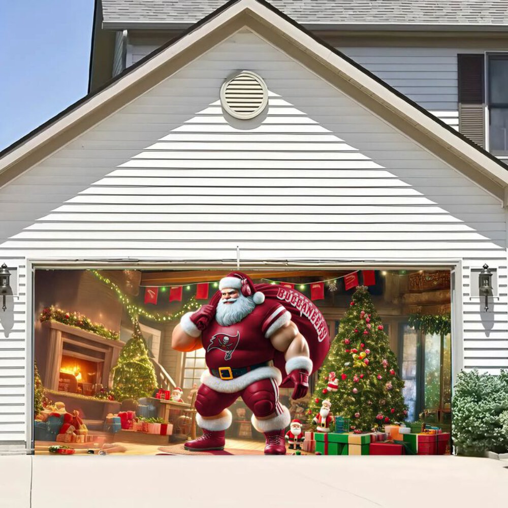 Stocktee Tampa Bay Buccaneers Santa Welcomes Limited Edition Garage Cover Christmas Season NEW154428