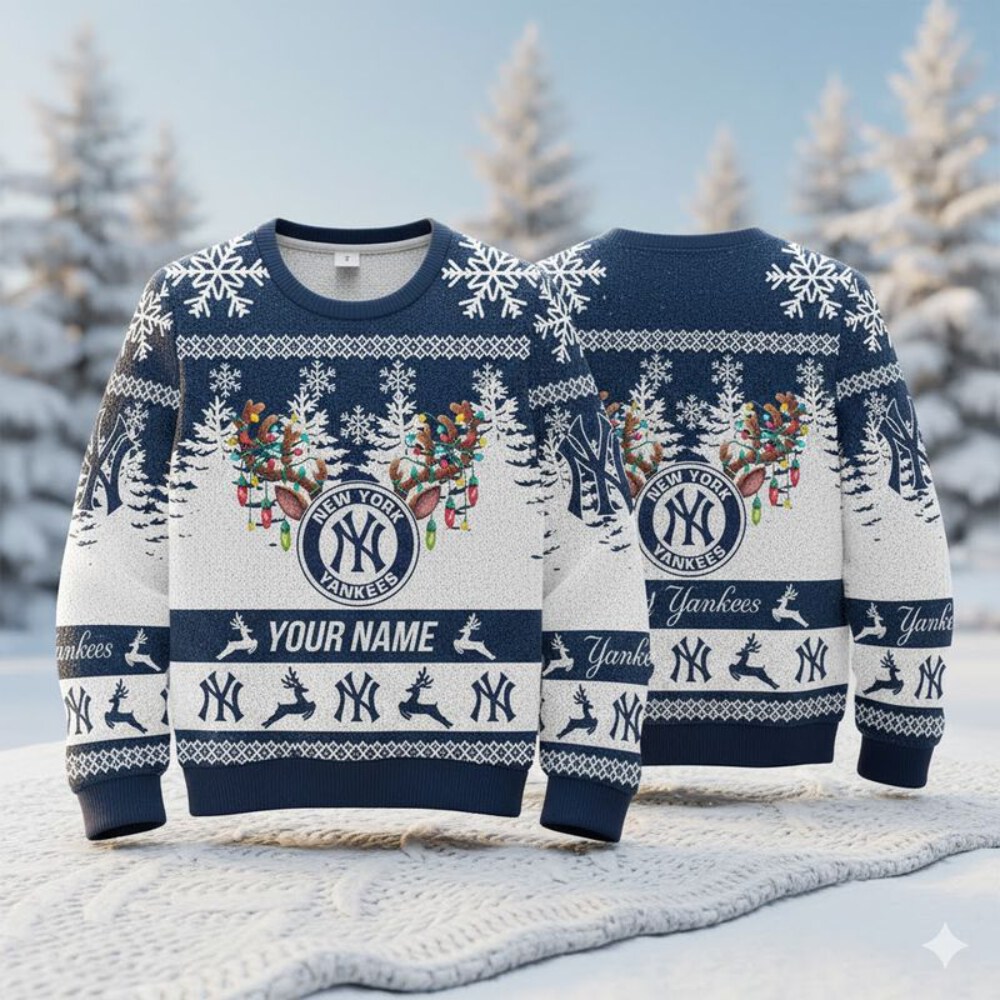 Stocktee New York Yankees Limited Edition Custom Name Ugly Sweater Lind NEW156151