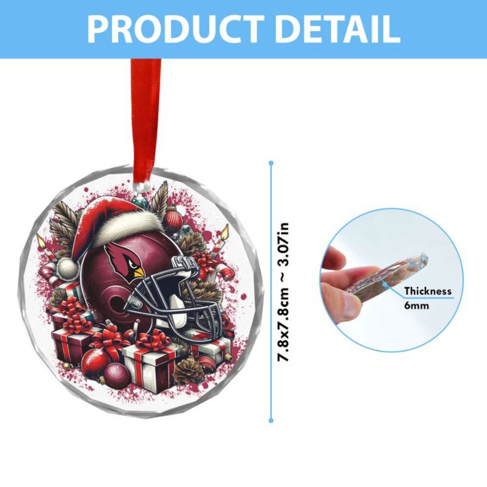 Stocktee Arizona Cardinals Helmet Christmas Crystal Glass Ornament NEW155226