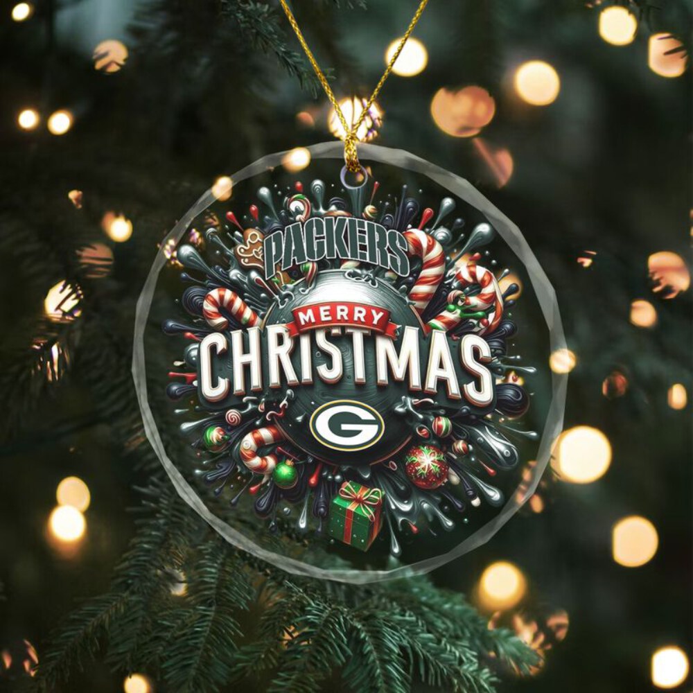 Stocktee Green Bay Packers Christmas Crystal Glass Ornament NEW155018