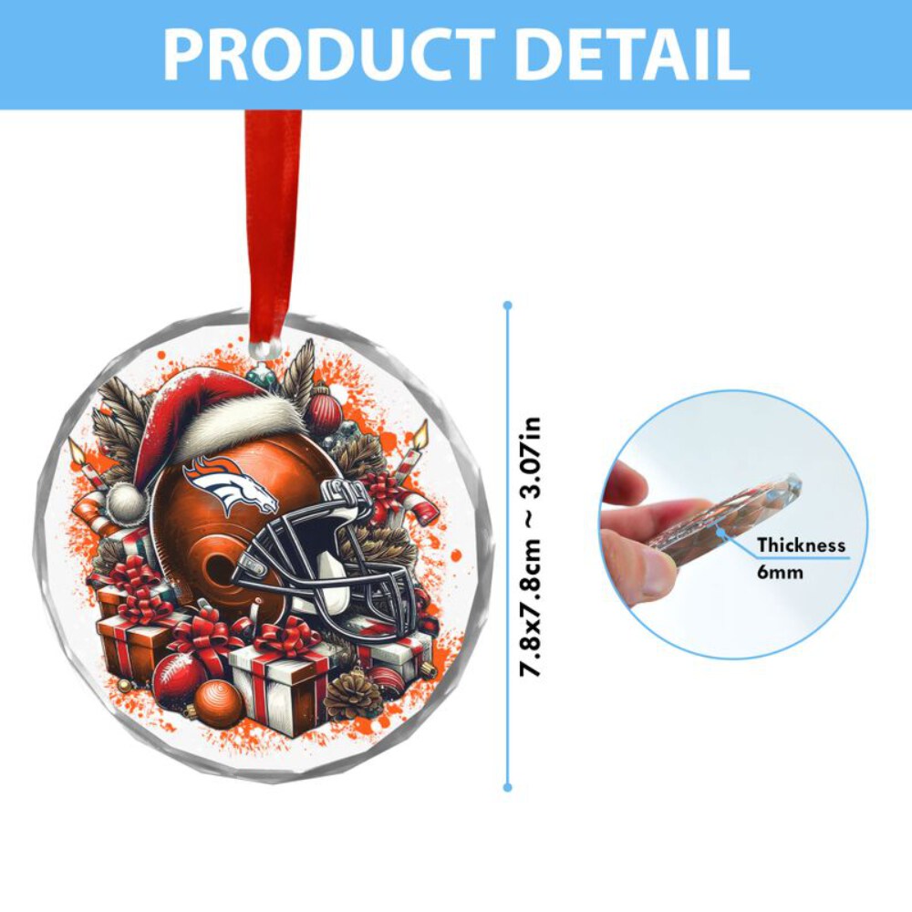 Stocktee Denver Broncos Helmet Christmas Crystal Glass Ornament NEW155207