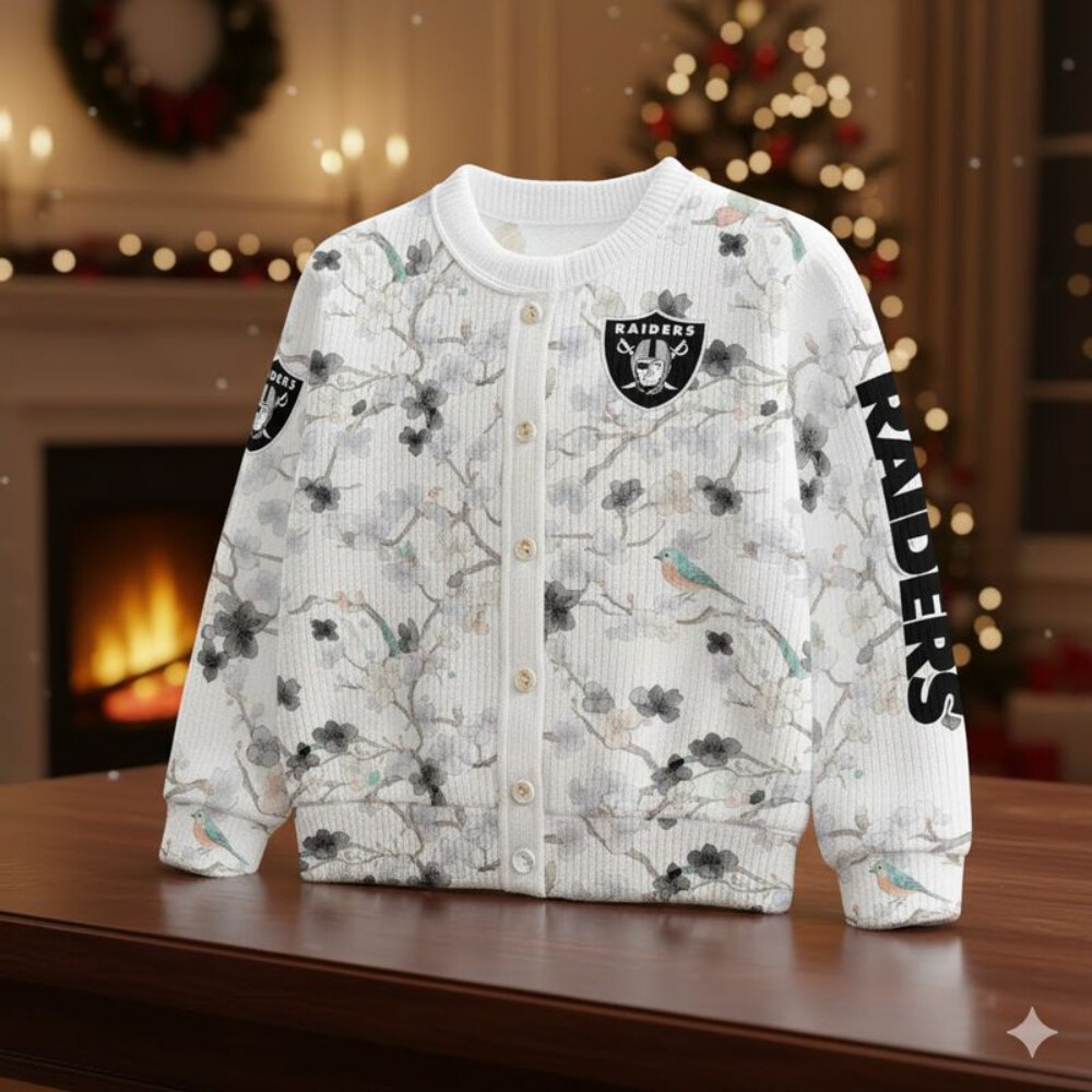 Stocktee Las Vegas Raiders Limited Edition Spun-knit Button Sweater NEW153906