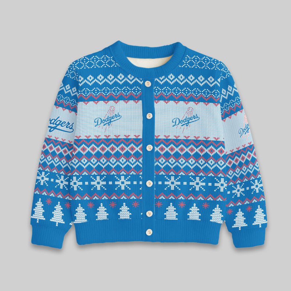 Stocktee Los Angeles Dodgers Christmas Limited Edition Spun-knit Button Sweater NEW157446