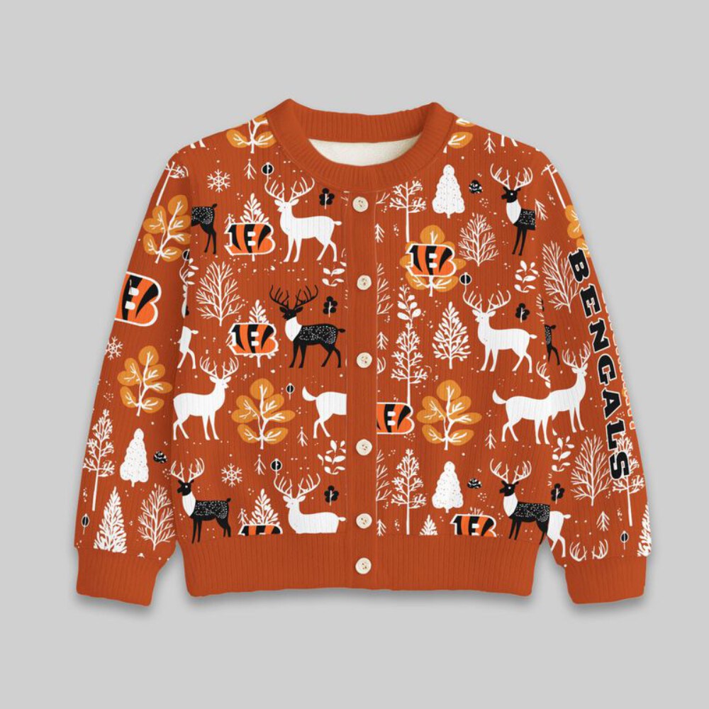 Stocktee Cincinnati Bengals Christmas Limited Edition Spun-knit Button Sweater NEW157612