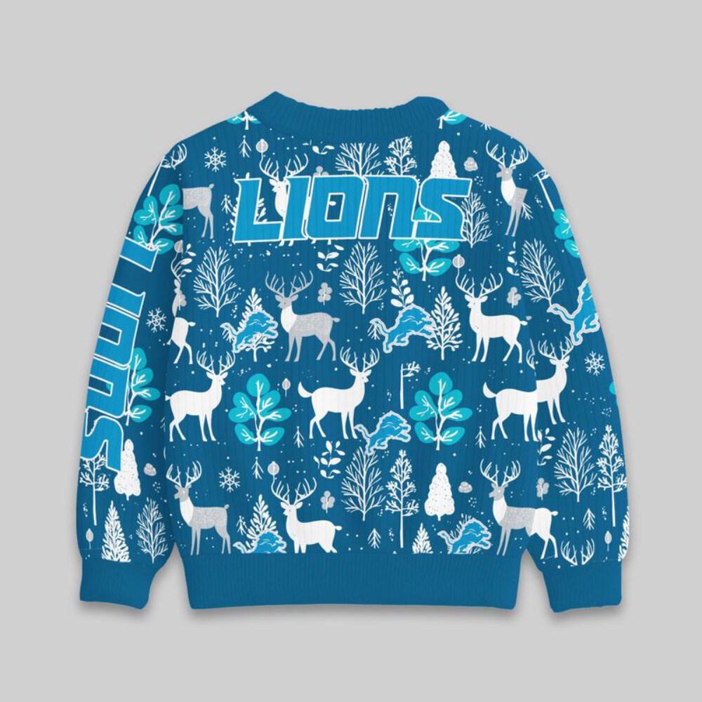 Stocktee Detroit Lions Christmas Limited Edition Spun-knit Button Sweater NEW157623