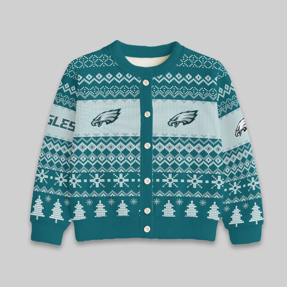 Stocktee Philadelphia Eagles Christmas Limited Edition Spun-knit Button Sweater NEW157424