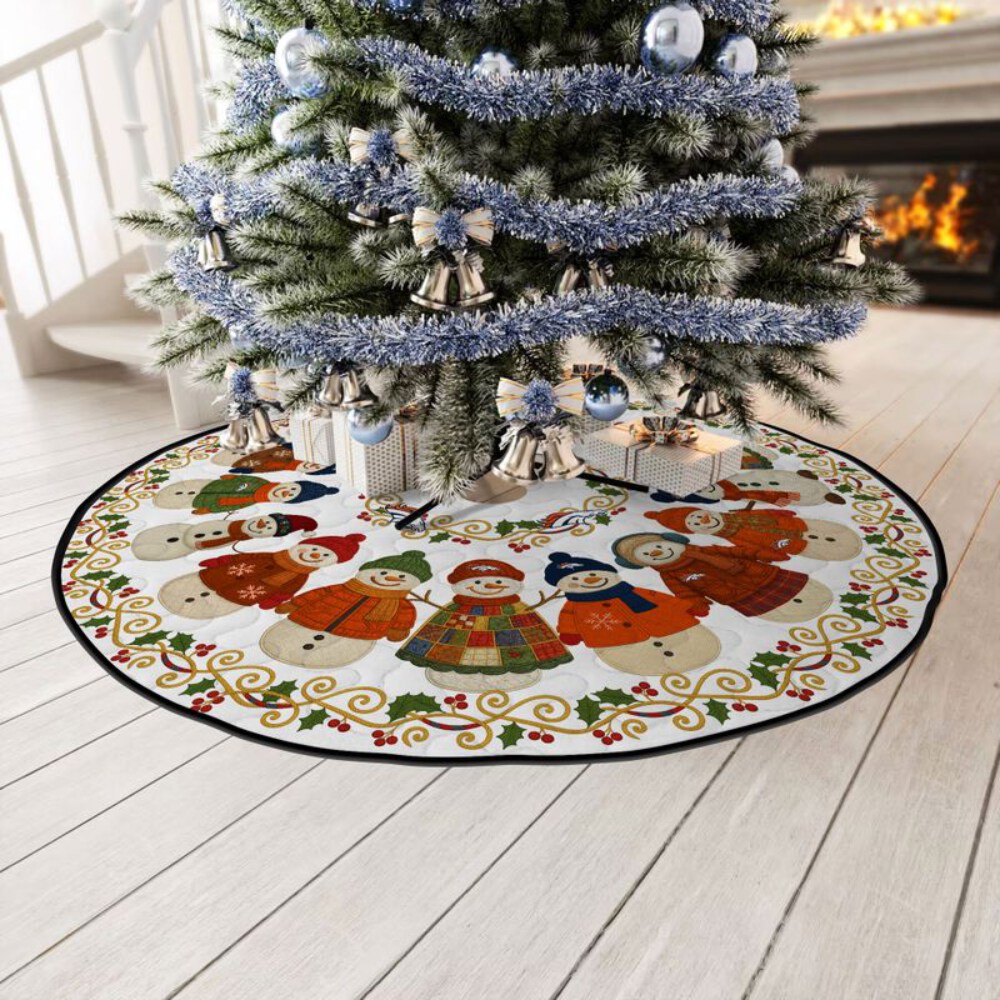 Stocktee Denver Broncos Cute Snowmen Pattern Christmas Limited Edition Winter Season Tree Skirt NEW159407
