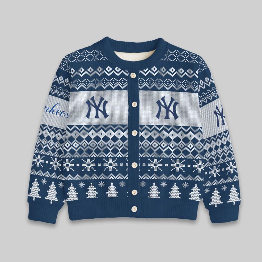 Stocktee New York Yankees Christmas Limited Edition Spun-knit Button Sweater NEW157451