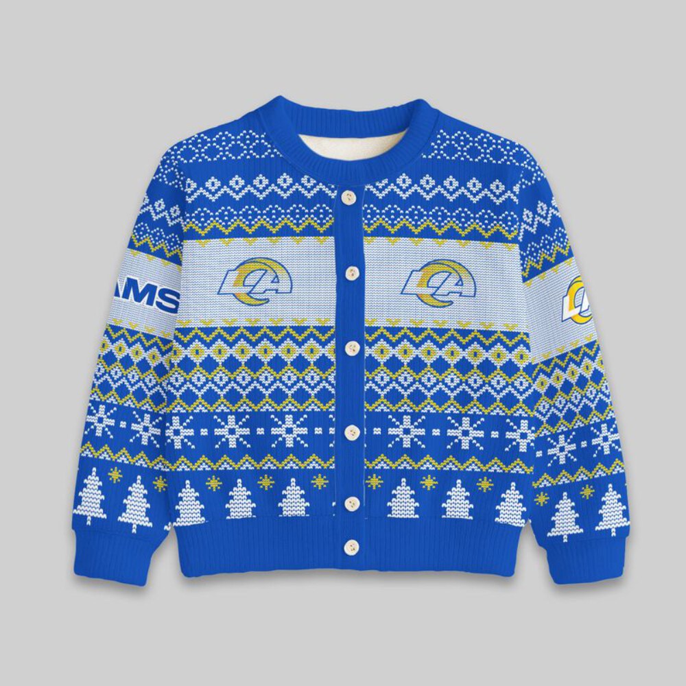 Stocktee Los Angeles Rams Christmas Limited Edition Spun-knit Button Sweater NEW157425