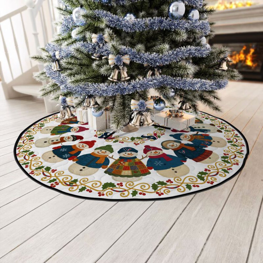 Stocktee Houston Texans Cute Snowmen Pattern Christmas Limited Edition Winter Season Tree Skirt NEW159414