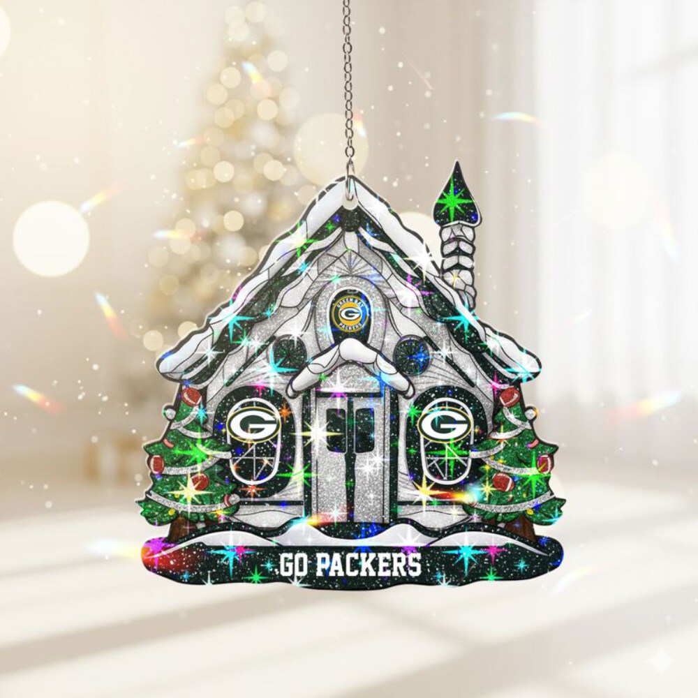 Stocktee Green Bay Packers Snow House Pattern Christmas Custom Shape 1-side Printed Star Hologram Ornament NEW160918