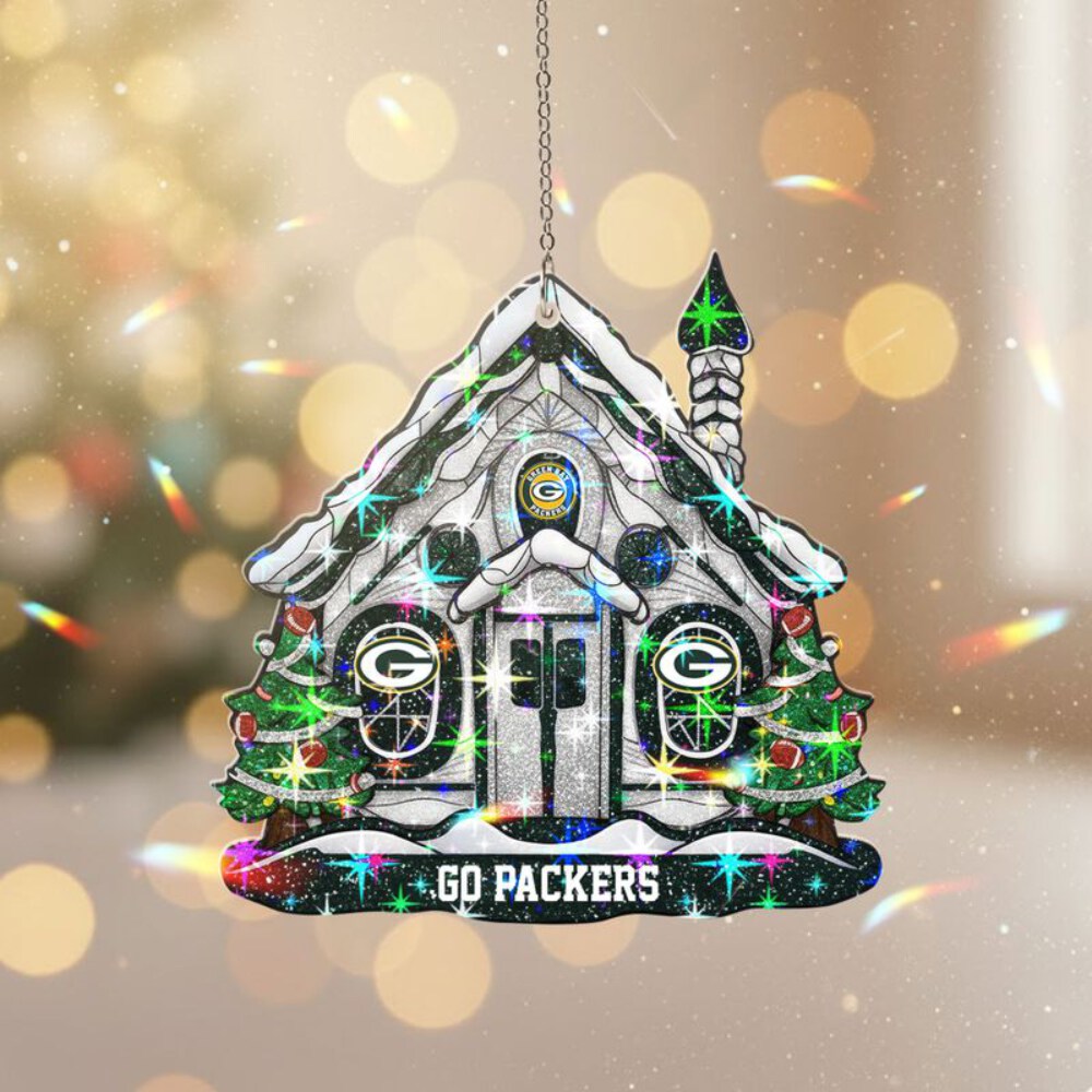 Stocktee Green Bay Packers Snow House Pattern Christmas Custom Shape 1-side Printed Star Hologram Ornament NEW160918