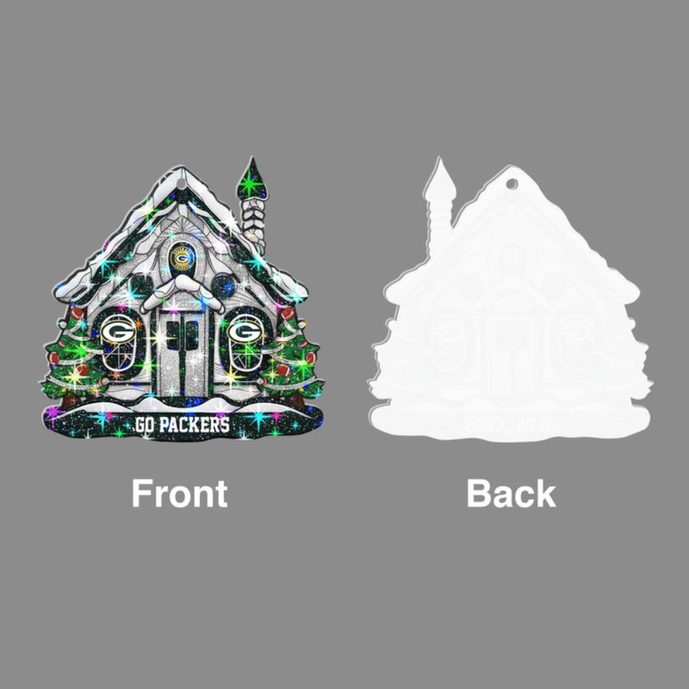Stocktee Green Bay Packers Snow House Pattern Christmas Custom Shape 1-side Printed Star Hologram Ornament NEW160918