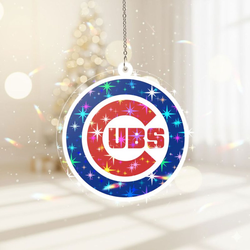Stocktee Chicago Cubs Logo Pattern Christmas Custom Shape 1-side Printed Star Hologram Ornament NEW160437