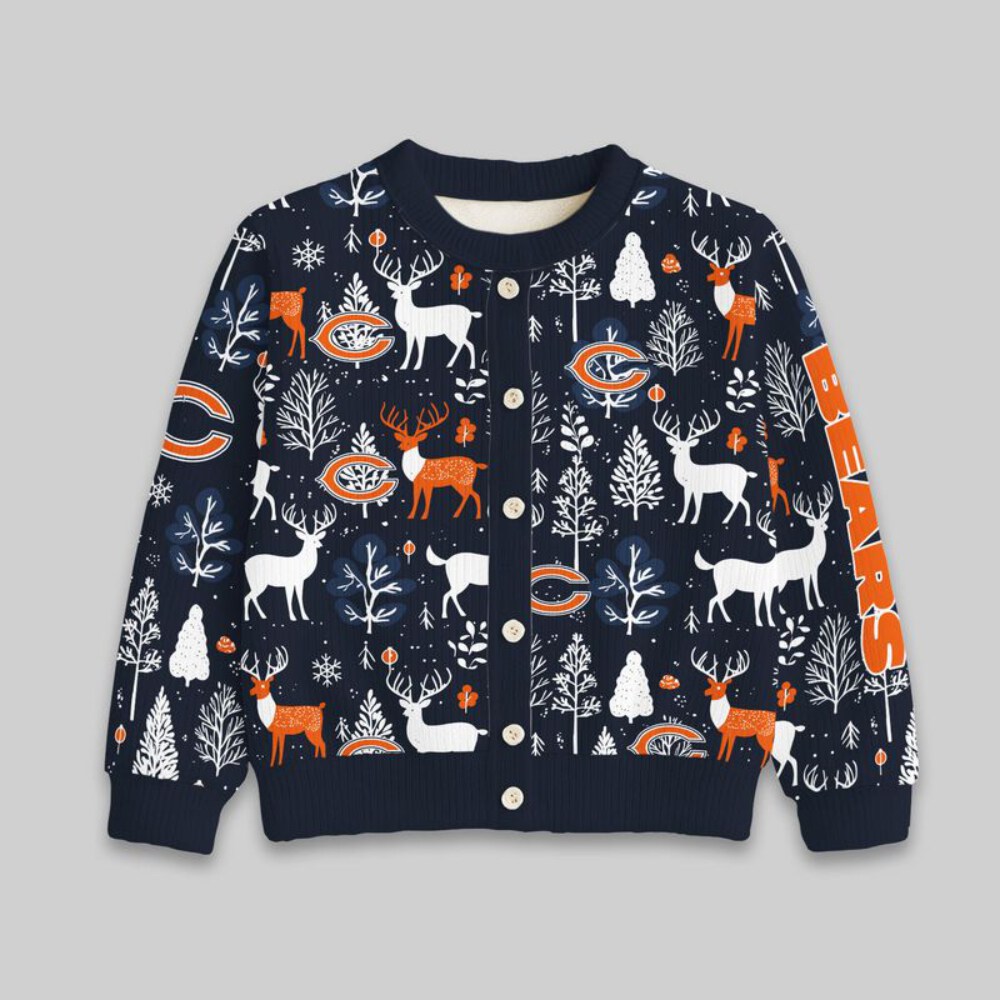 Stocktee Chicago Bears Christmas Limited Edition Spun-knit Button Sweater NEW157619