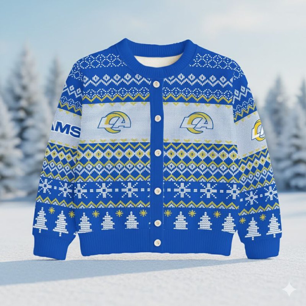 Stocktee Los Angeles Rams Christmas Limited Edition Spun-knit Button Sweater NEW157425