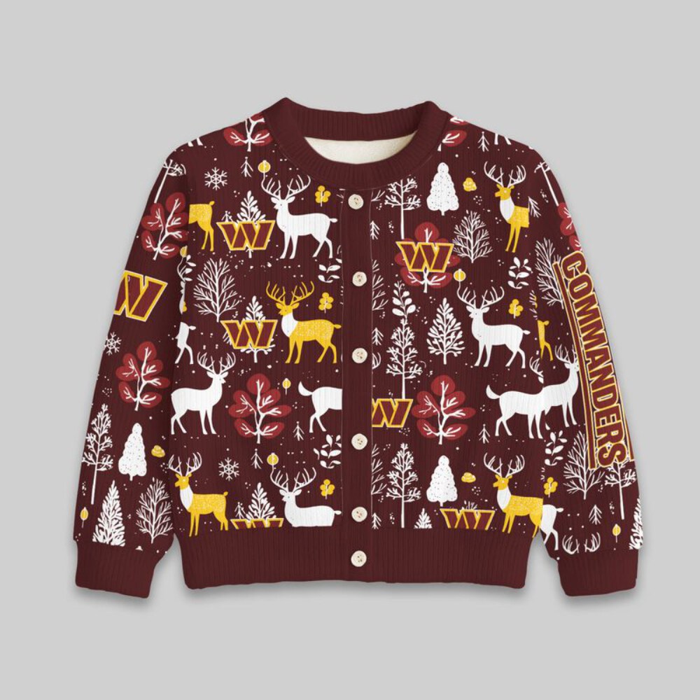 Stocktee Washington Commanders Christmas Limited Edition Spun-knit Button Sweater NEW157622