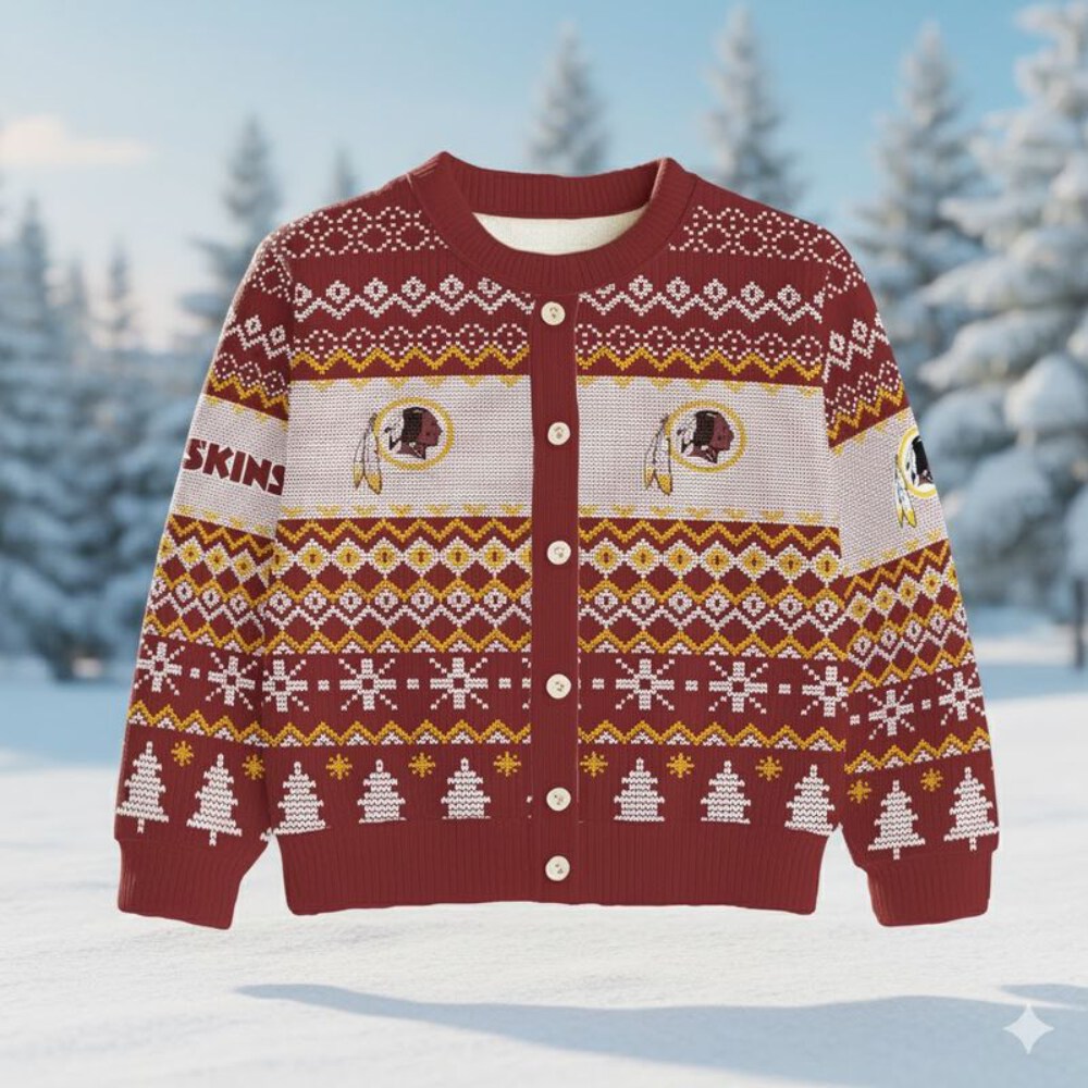 Stocktee Washington Redskins Christmas Limited Edition Spun-knit Button Sweater NEW157490