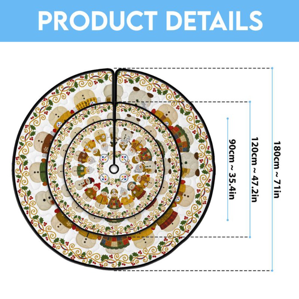 Stocktee Pittsburgh Steelers Cute Snowmen Pattern Christmas Limited Edition Winter Season Tree Skirt NEW159402