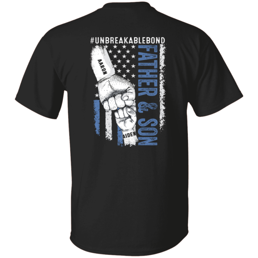 Personalized T-Shirt For Dad Daddy From Son Daughter Funny Dad Gifts Father Daughter Father Son Unbreakable Bond Fist Bump Custom Name Short Sleeve Tops Tee Shirt For Birthday Father's Day T-Shirt