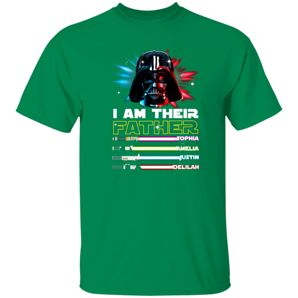 FATHER'S DAY I AM THEIR FATHER DADDY DAD SHIRT WITH KIDS NAMES - PERSONALIZED CUSTOM NAME SHIRT GIFT FOR GRANDPA & DAD T-Shirt