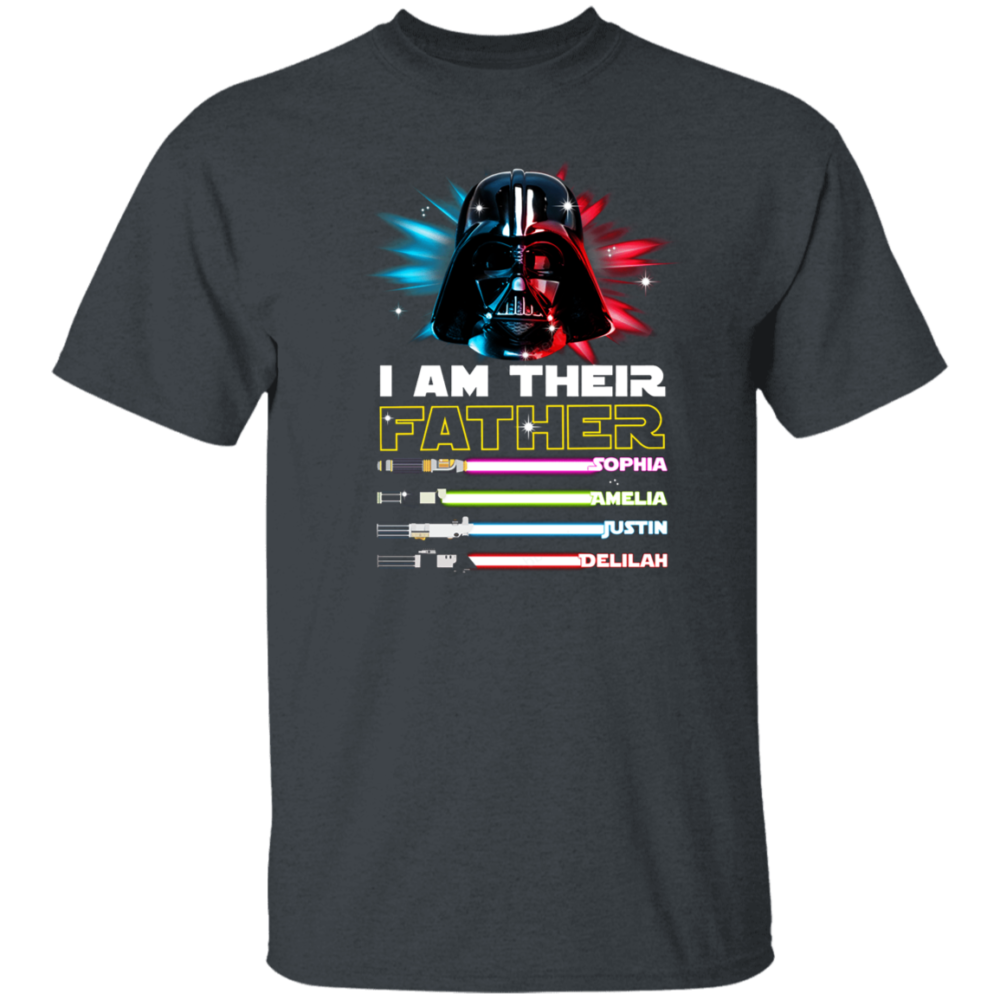 FATHER'S DAY I AM THEIR FATHER DADDY DAD SHIRT WITH KIDS NAMES - PERSONALIZED CUSTOM NAME SHIRT GIFT FOR GRANDPA & DAD T-Shirt