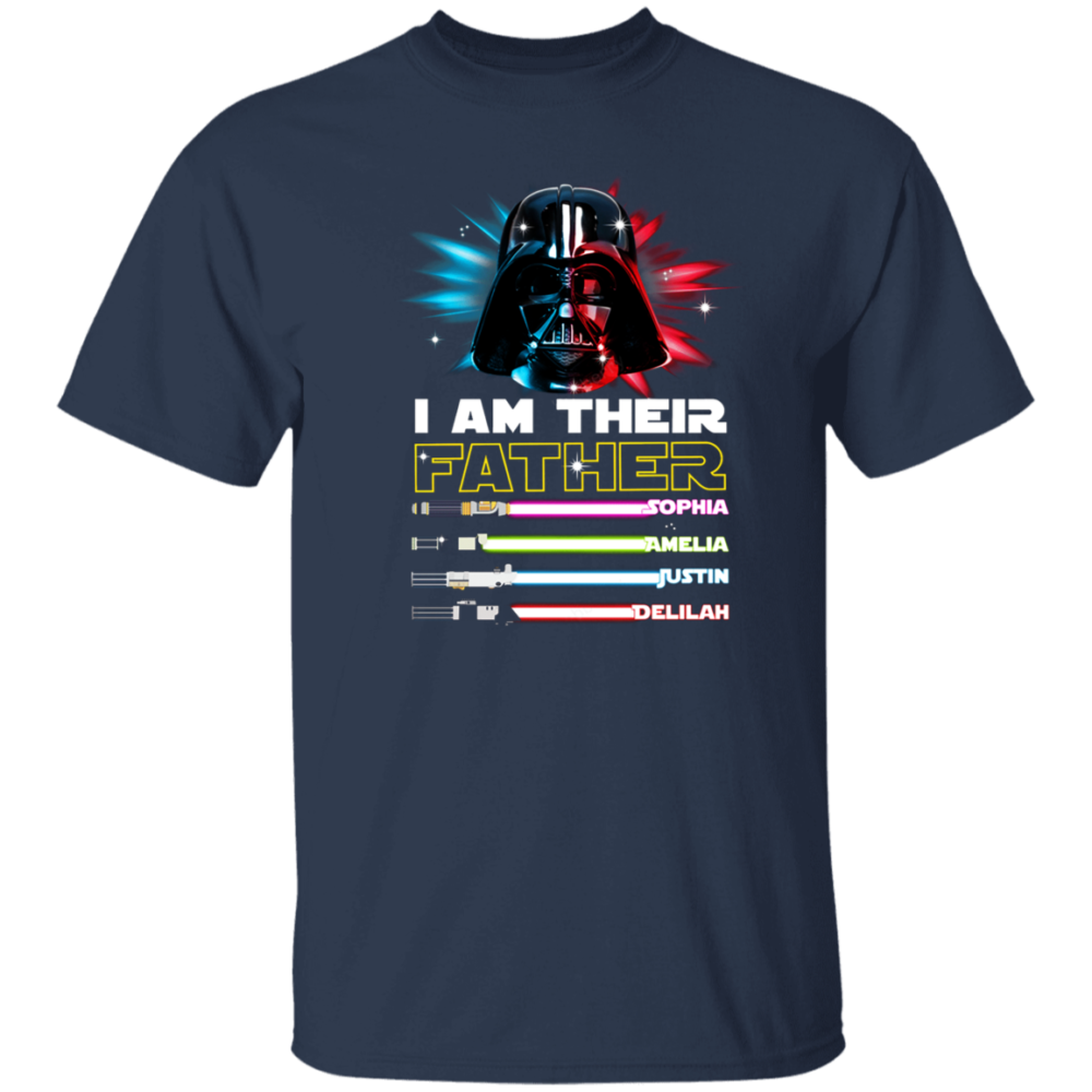 FATHER'S DAY I AM THEIR FATHER DADDY DAD SHIRT WITH KIDS NAMES - PERSONALIZED CUSTOM NAME SHIRT GIFT FOR GRANDPA & DAD T-Shirt