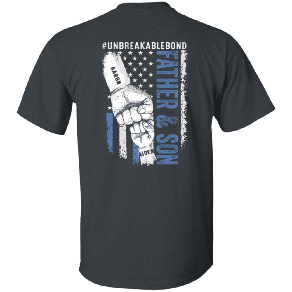 Personalized T-Shirt For Dad Daddy From Son Daughter Funny Dad Gifts Father Daughter Father Son Unbreakable Bond Fist Bump Custom Name Short Sleeve Tops Tee Shirt For Birthday Father's Day T-Shirt