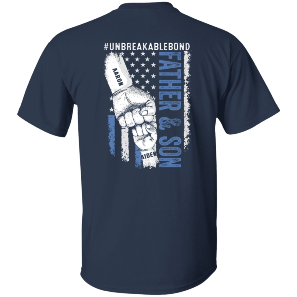 Personalized T-Shirt For Dad Daddy From Son Daughter Funny Dad Gifts Father Daughter Father Son Unbreakable Bond Fist Bump Custom Name Short Sleeve Tops Tee Shirt For Birthday Father's Day T-Shirt