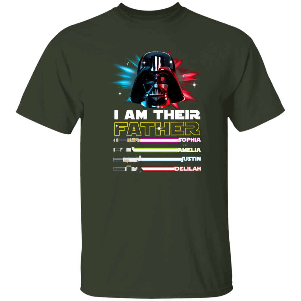 FATHER'S DAY I AM THEIR FATHER DADDY DAD SHIRT WITH KIDS NAMES - PERSONALIZED CUSTOM NAME SHIRT GIFT FOR GRANDPA & DAD T-Shirt