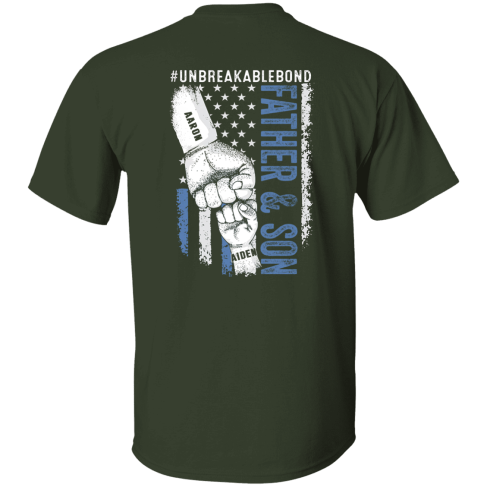 Personalized T-Shirt For Dad Daddy From Son Daughter Funny Dad Gifts Father Daughter Father Son Unbreakable Bond Fist Bump Custom Name Short Sleeve Tops Tee Shirt For Birthday Father's Day T-Shirt