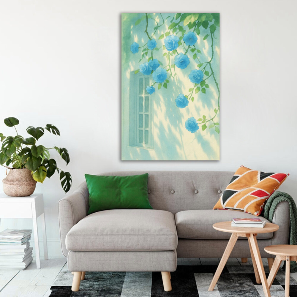 Climbing  Blue Roses Aesthetic Art Print