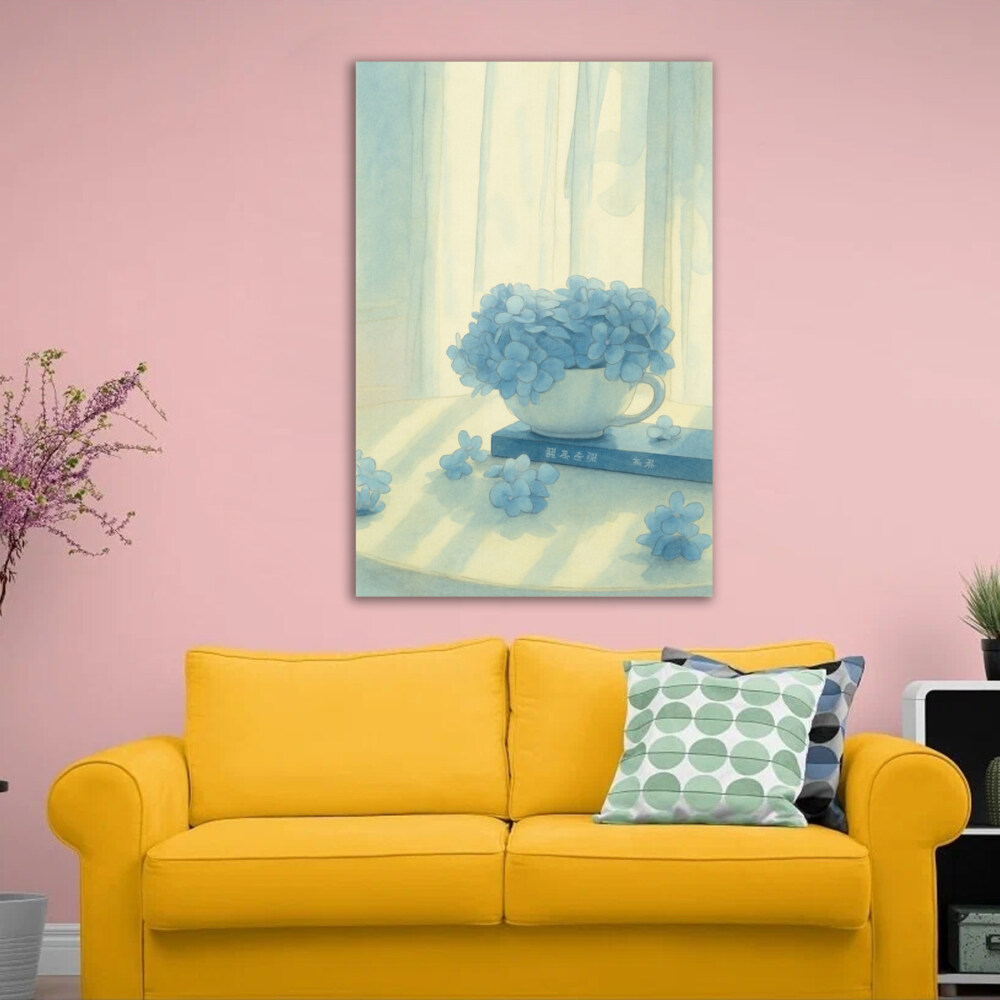 A Vase of Hydrangeas Aesthetic Art Print