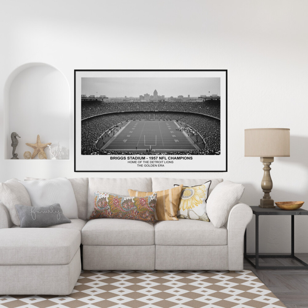 DETROIT LIONS – 1957 NFL Champions Briggs Stadium Framed Poster