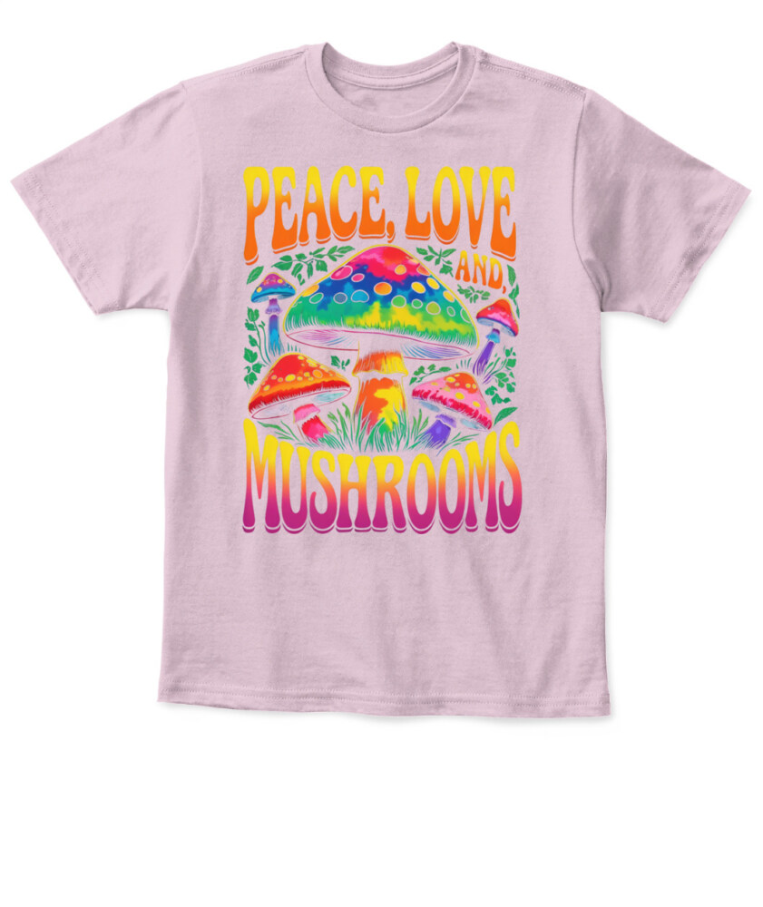 Peace Love and Mushrooms Retro Shirt – 70s Hippie Psychedelic Mushroom T-Shirt