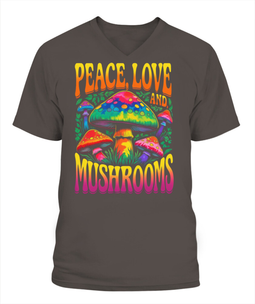 Peace Love and Mushrooms Retro Shirt – 70s Hippie Psychedelic Mushroom T-Shirt
