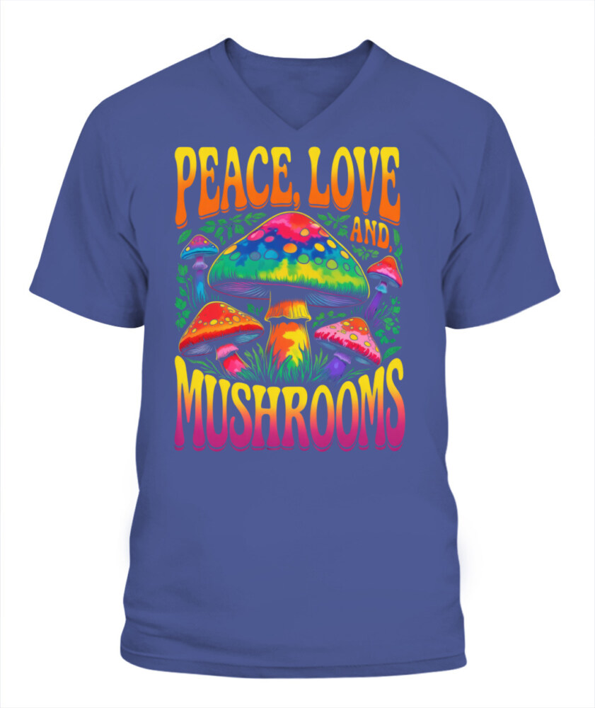 Peace Love and Mushrooms Retro Shirt – 70s Hippie Psychedelic Mushroom T-Shirt
