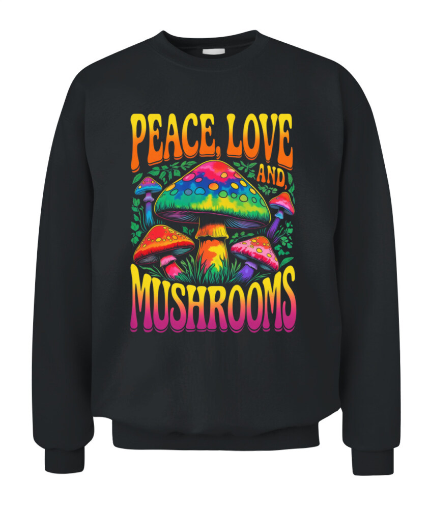 Peace Love and Mushrooms Retro Shirt – 70s Hippie Psychedelic Mushroom T-Shirt